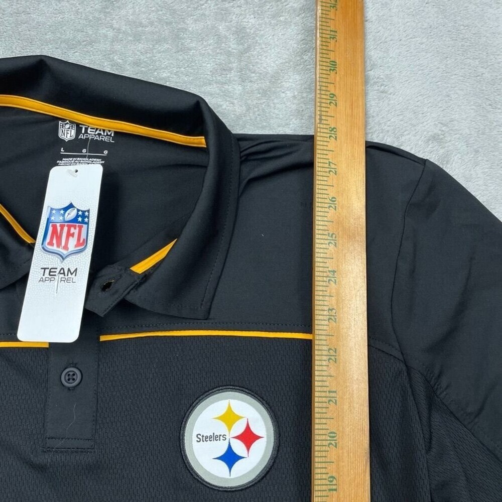 NFL Steelers Team Apparel Mens Polo Shirt Black Large Polyester d0717 - Picture 5 of 8